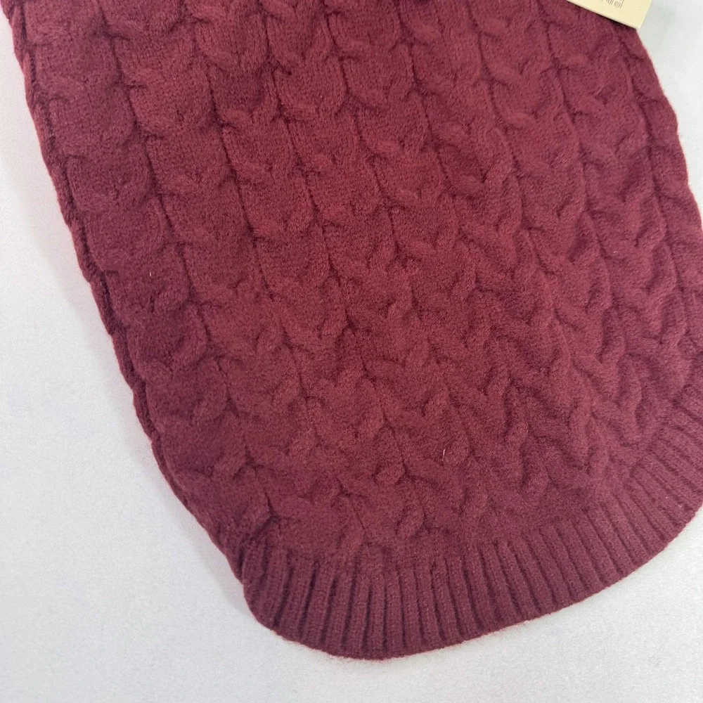 Queenmore Dog Sweater Large L Red Cable Knit Turtleneck Warm Winter Pet Cozy